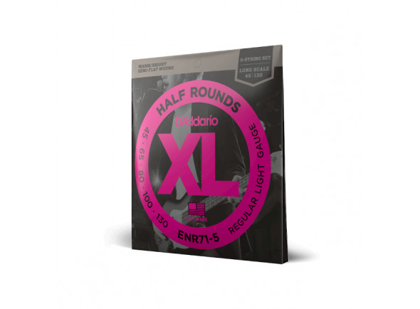 D'Addario ENR71-5 45-130 Regular Light 5-String, Long Scale, XL Half Rounds Bass Strings D'Addario ENR71-5 45-130 Regular Light 5-String, Long Scale, XL Half Rounds Bass Strings